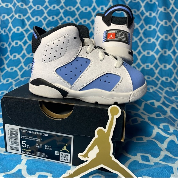 Nike Other - Nike air jordan 6 Unc Size 5c TD retro og Carolina blue white rare toddler shoes